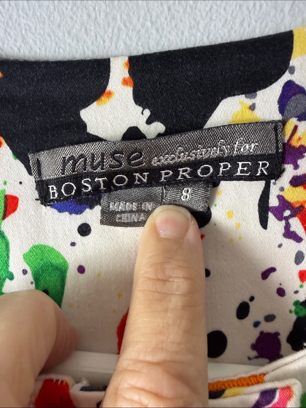 Muse White Cropped Blazer with Multicolor Paint-Splash Print - Picture 4 of 10